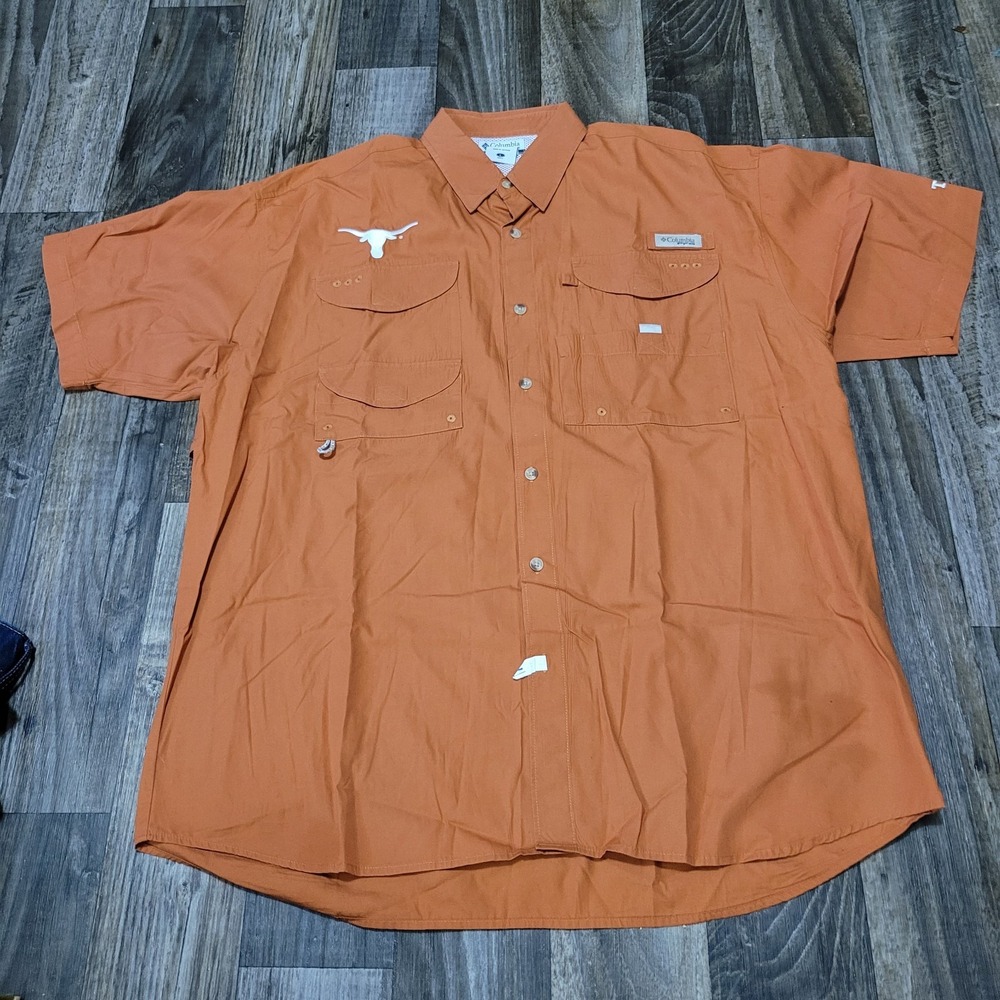 Columbia Texas Longhorns Shirt Orange PFG Button Up Fishing College NCAA Mens L